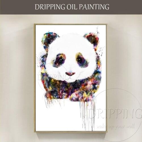 Unframed Hand-painted High Quality Panda Oil Painting on Canvas Modern Abstract Baby Panda Oil Painting Animal Panda Painting