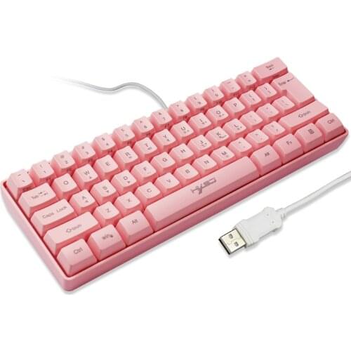 61 Keys Mechanical Gaming Keyboard LED Backlit Compact Mechanical Wired Mini Keyboard for PC Gamer Pink