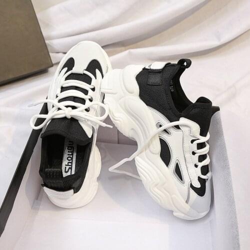 Llogai New Fashion Women Chunky Sneakers Platform Tennis Female Mesh Designers Sports Casual Shoes Lacing Vulcanized Shoes Woman
