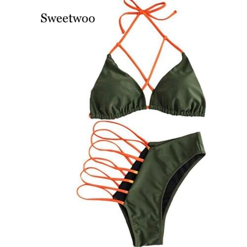 SWEETWOO Female Body Suits Sport Fringe Top Swimsuits Woman Sexy Bikini Sets Lace Swimsuits Cool Swimsets Beachwear Elastic New