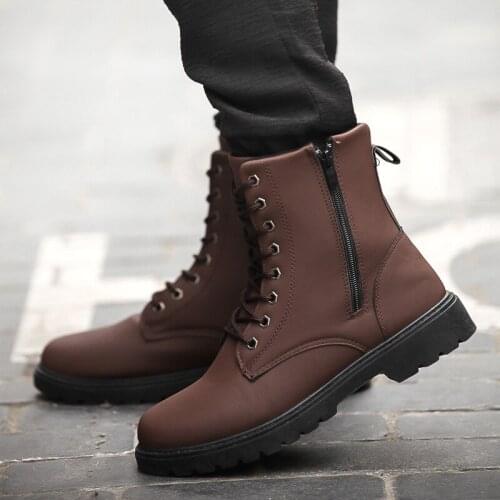Masorini New Men Booties Low Heel Ankle Boots Vintage Motorcycle Boots Men Riding Boots WW-828