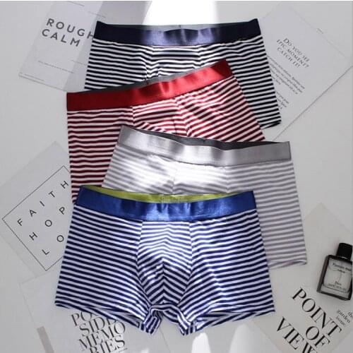 Man underpants Pure cotton man boxers underwear Striped mid-waist boxers