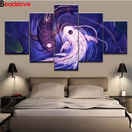 Multi-picture 5d diy diamondd Painting Yin Yang fish Rhinestones Diamond Embroidery Animals Fish Diamond Mosaic Home Decor