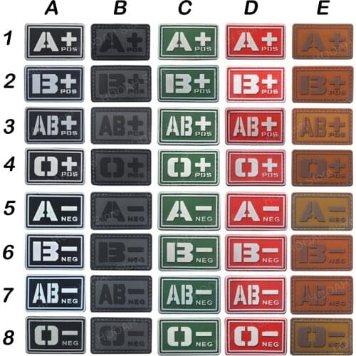 Hunting accessories Patch 3D PVC Patch A+ B+ AB+ O+POS A- B- AB- O-NEG Blood Type Group Glowing tactics Military badges patches