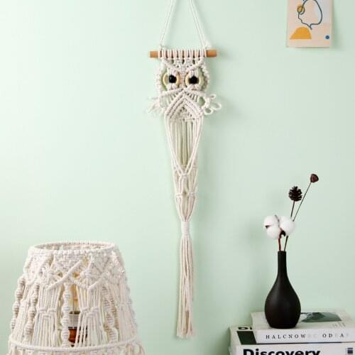 Handmade Owl Macrame Plant Hanger Flower Pot Boho Wall Hanging Tapestry Cotton Rope Planter Hanging Basket Holder