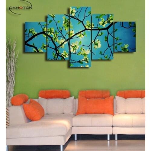 Flower Tree Blue Poster Wall Art Poster Modern Living Room Decorative Artwork Modular Picture Unframed Canvas Painting