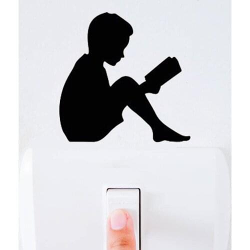 Light Switch Fabric Wall Decor Decal Boy Reading Wall Sticker Teen Boys Room Mural Switch Stickers Book Lover Gift bedroom G446