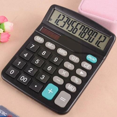 12 Digit Desktop Electronic Calculator Standard Function Student Power Dual Battery Display Solar Office Large Lcd Calculat M4L7