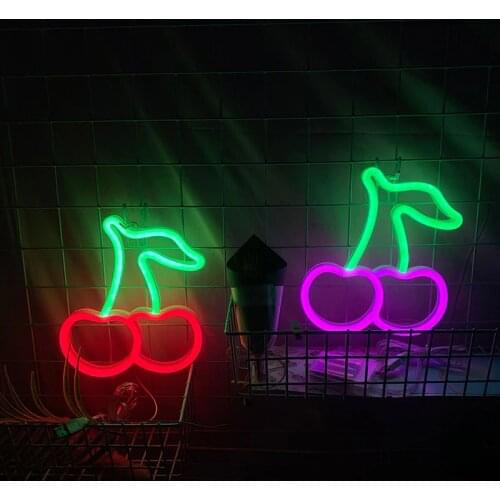 Cherry Neon Sign for Wall Decor Led Neon Light Wall Sign Hanging Art Light Children Light for Kids' Bedroom Signs for Room Home
