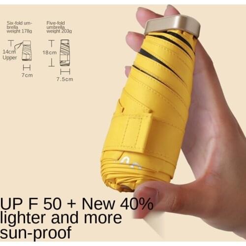 New Six-Fold Umbrella Mini Capsule Umbrella Womens Sun Protection Sun Protection UV Protection Sun Umbrella