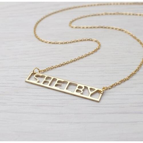 Personalized Name Necklace,Hollow Bar Necklace,Custom Name Jewelry, Nameplate Necklace,Birthday Gift
