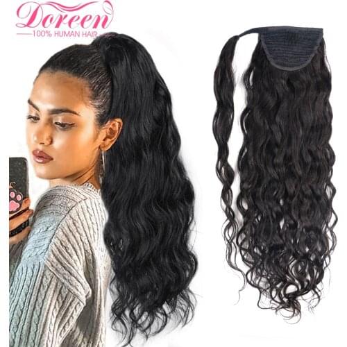 Clip in Ponytail Hairstyles Brazilian Hair Machine Remy Real Human Hair Wavy Ponytail Extensions Big Curly Hair 14 to 24 inches