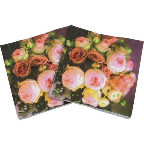 [RainLoong] Printed Feature Rose Paper Napkin Event & Party Supplies Tissue Decoupage Servilleta 33cm*33cm 1 pack (20pcs/pack)