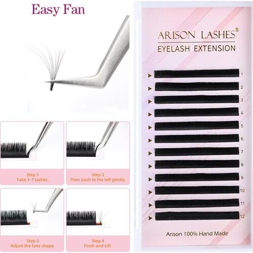 Arison Easy Fanning Volume Mega Eyelashes Extension Auto Flowering Rapid blooming fans lashes natural And wholesale