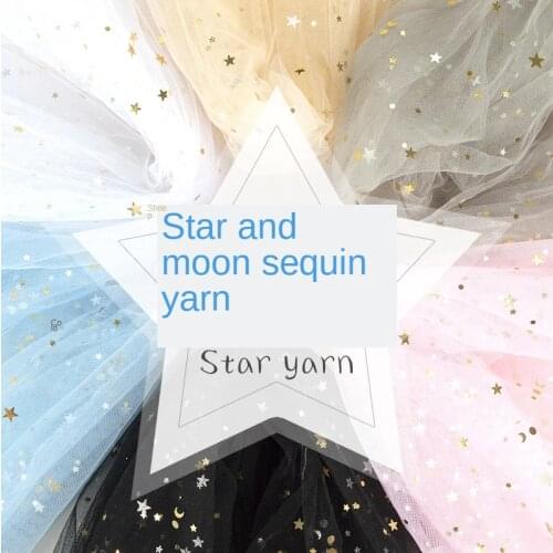 Sequin Mesh Lace Soft Sand Tulle Lace Fabric Wedding Princess Dress Brocade Sewing Star Yarn Black White Blue Diy Decorations
