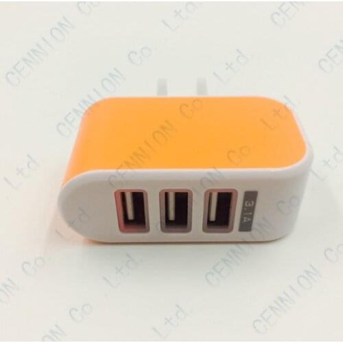 Hook face 3 USB Wall Charger travel Metal AC Power Adapter 5V 3.1A US 2 ports plug for iphone Samsung phone 1pcs