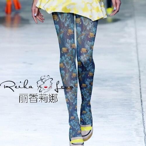 Fishnet Open Crotch Looks Pantyhose Women Tights to Restore Ancient Ways and Flowers Birds Individual Color Render Stocking Free