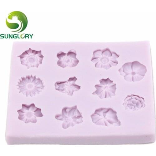 11 Flowers Silicone Mold Ferramentas Bolo Cake Decorating Tools Fondant Decor Gum Paste 3D Moldes De Silicona Paste Americana