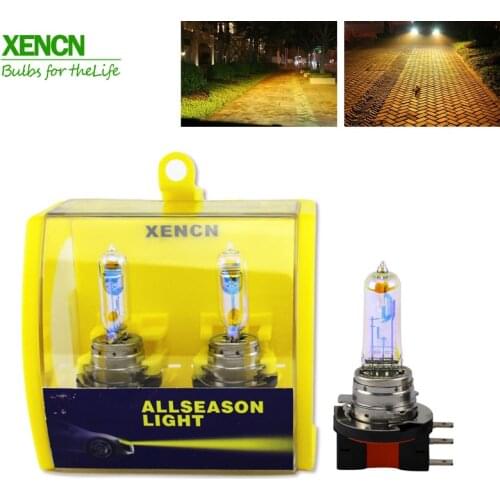 XENCN H15 12V 15/55W 2300K Super Bright Yellow Light Car Halogen Bulb for Audi VW Golf 30% More Light 75m Beam Free Shipping 2X