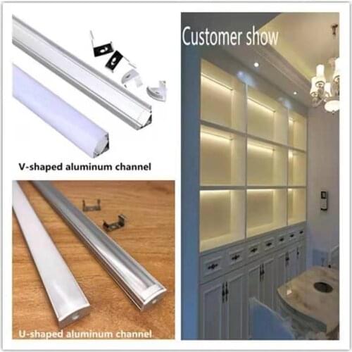 LED aluminum channel 0.5m, for 3528 5630 5050 LED strip U/V shape LED aluminum channel milk white cover/transparent cover