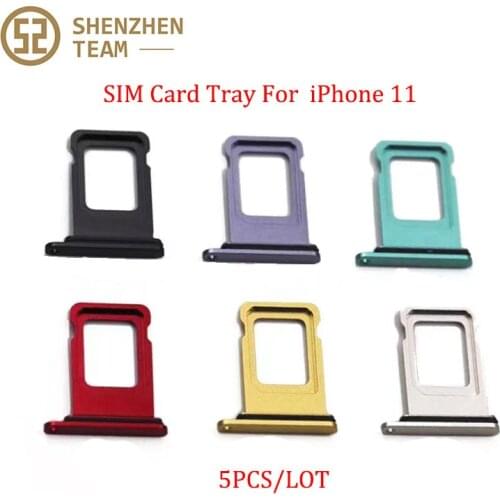 SZteam 5Pcs/Lot Sim Tray For iPhone 11 SIM Card Tray Holder Replacement Single-Card Original Repair Parts With Waterproof Ring
