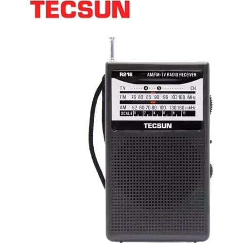 TECSUN R-218 AM/FM/TV Radio Sound Pocket Receiver with Built-In Speaker Portable Radio FM:76.0-108.0MHz Internet Radio