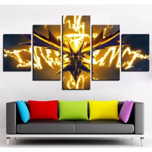 Decoración del hogar pintura sobre lienzo impreso 5 piezas animación Pokemon Poster Dragon Spirit Modular Imagen Arte de la pare