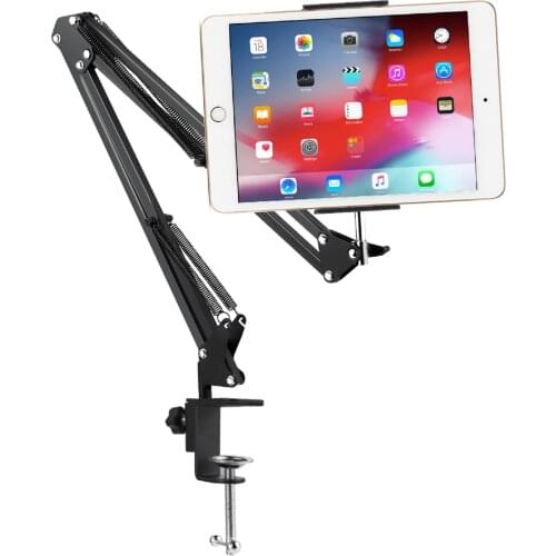 Cellphone Tablet Holder Stand Adjustable Long Arms Mount Bracket for 12-18CM Wide Mobile Phone Tablets