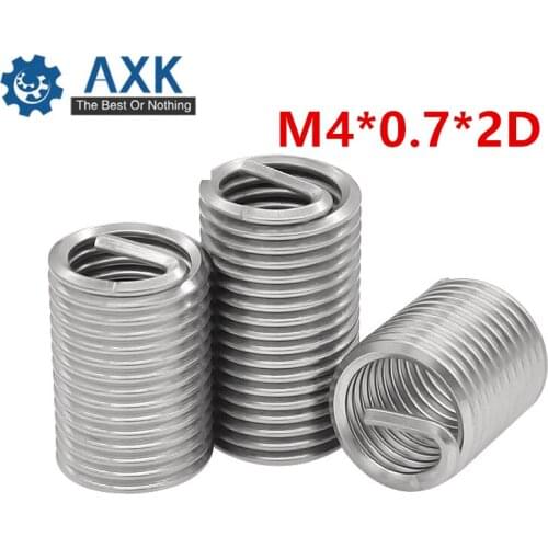 100pcs M4*0.7*2D Wire Thread Insert Stainless Steel 304 Wire Screw Sleeve, M4 Screw Bushing Helicoil Wire Thread Repair Inserts