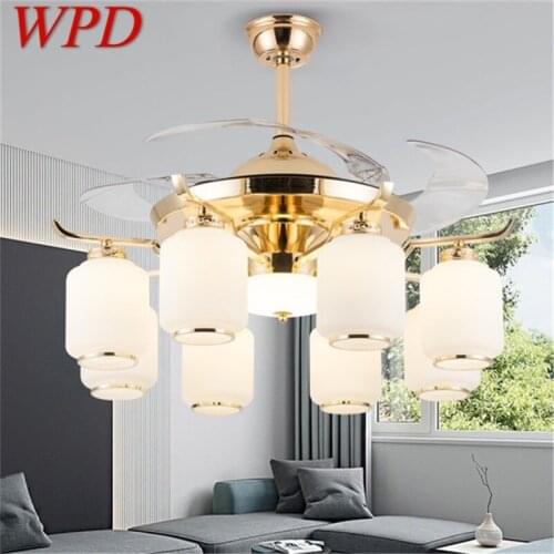 WPD Ceiling Fan Light Invisible Luxury Lamp With Remote Control Modern LED Gold For Home Living Room