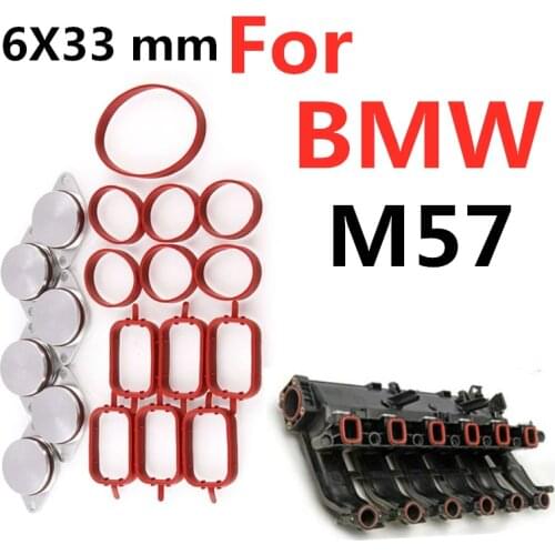 6x33MM Bungs for BMW Diesel Engine Swirl Blanks Flaps pads Repair Delete Kit with Intake Manifold Gaskets M57 535D 335D X5 X6