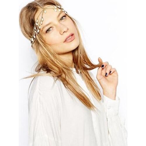 Turkish Gypsy Classic Gold Chain Hair Jewelry Resin Beads Head Chain Fashion Head India Party Forehead Jewelry For Women Boho