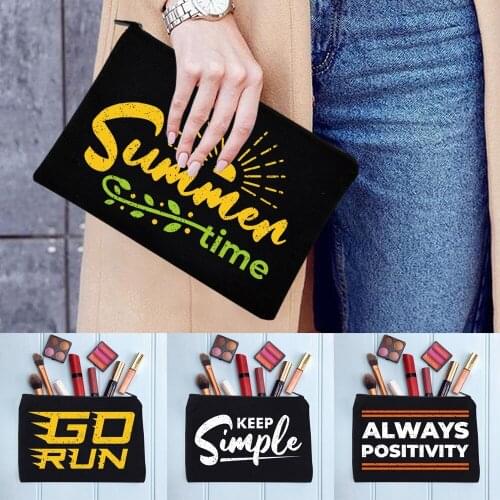 Womens Cosmetic Bag Zipper Makeup Bag Female Handbags Black School Pencil Cases Female Cosmetic Cases