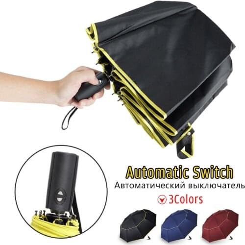 Automatic Wind Resistant Umbrella Rain Women Big 3Folding Double Layer Umbrella Men Large Travel Windproof Outdoor Umbrella Gift