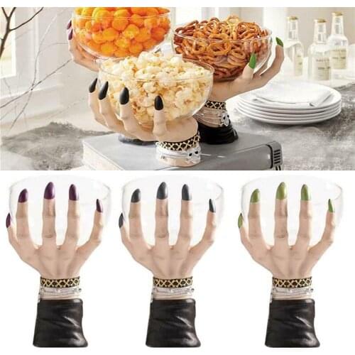 1pc Halloween Decoration Demon Hand Resin Snack Tray For Candy Nuts Popcorn Fruits Snack Bowl Kitchen Decor Home Party Supplies