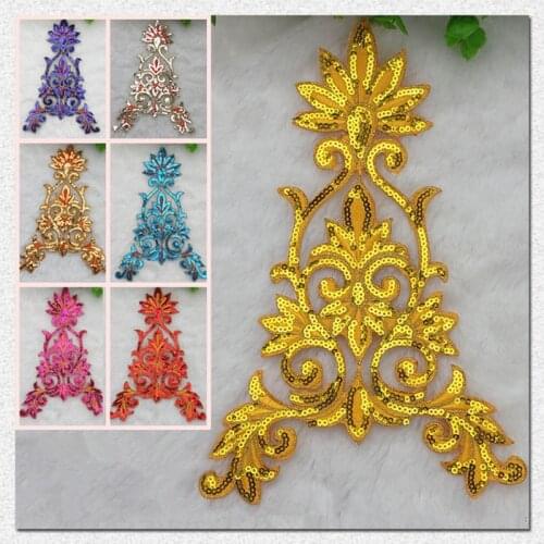 10Pcs Sequins Stage Ethnic Embroidery Cloth Stickers Flower Subsidies Performances Clothing Accessories YN722