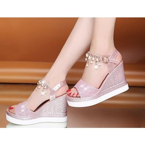 2019Fashion Wedges Shoes For Women Sandals Plus Size High Heels Summer Shoes diamond sandals Femme Platform Sandals