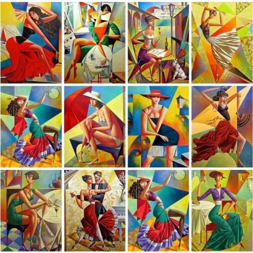 5D Diy Diamond Painting Abstract Geometric Woman Full Square Diamond Embroidery Mosaic Portrait Handicraft Wall Art Home Decor