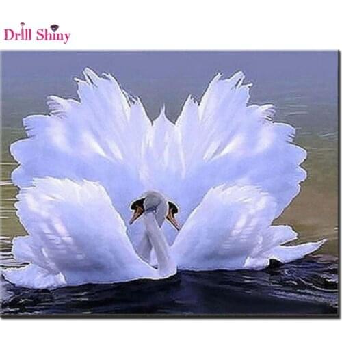 5D DIY Diamond Painting Kits Square Rhinestone Diamond embroidery Animals white Swan Cross Stitch Kit Mosaic decor wall painting
