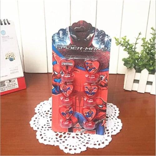 6pcs/Set Children Toy Stampers Cartoon Spiderman Kids Birthday Party Supplies Superhero Seal Scrapbooking DIY Painting Photo