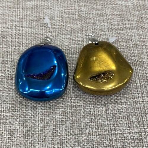 Agate Pendant Natural Stone Irregular Two-Color Necklace Pendant Charm Fashion DIY Jewelry Accessories Making Jewelry 55-45mm