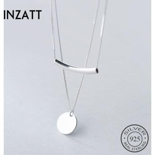 INZATT Real 925 Sterling Silver Pendant Necklaces Minimalist Choker Fine Jewelry For Women Party Cute Accessories