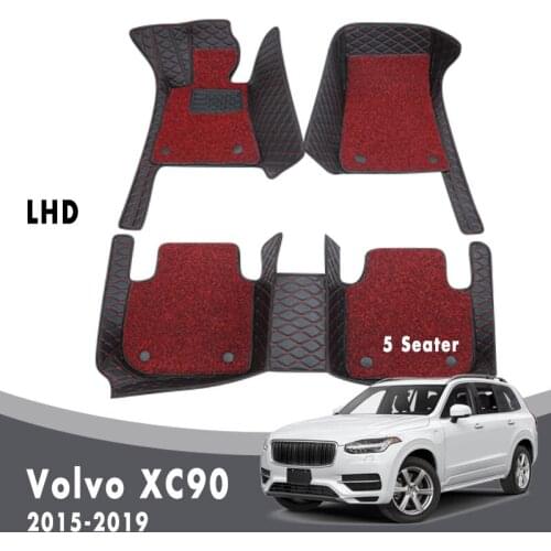 Luxury Double Layer Wire Loop Car Floor Mats Carpets For Volvo XC90 5 Seater 2019 2018 2017 2016 2015 Interior Protector Covers