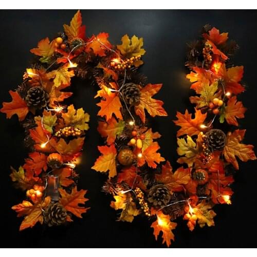 1.8M Artificial Vine Red Autumn Maple Leaf Fake Garland Plants Foliage String Christmas Garden For Thanksgiving Christmas Decor