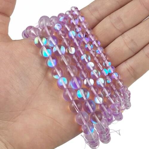 JHNBY Purple Labradorite Natural ShimmerStone 6/8/10MM Round Spacers Loose beads for Jewelry making bracelets DIY accessories