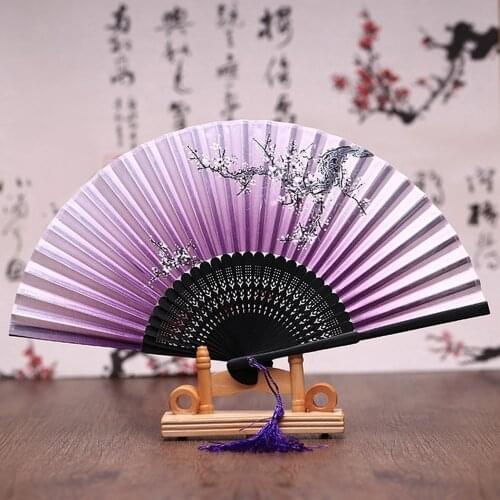 Chinese Japanese Folding Silk Bamboo Butterflies Sakura Hand Fan Wedding Gift