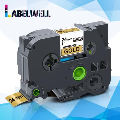 Labelwell 24mm 851 Printer Ribbon compatible for 851 Black on Gold Laminated label tape for label maker