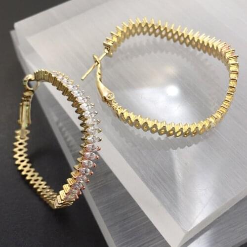 Lanyika Fashion Jewelry Geometry circle Delicate Big Ear Loops Micro Plated Wedding Banquet Earrings Bridal Daily Best Gift