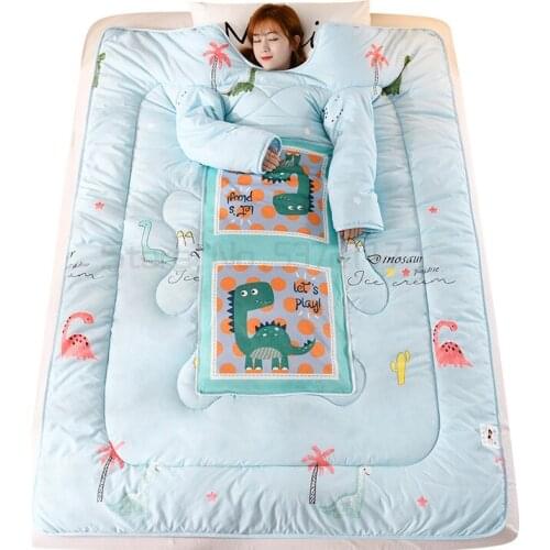 Newly Multifunction Lazy Quilt with Sleeves Winter Warm Thickened Washed Quilt Blanket TE889