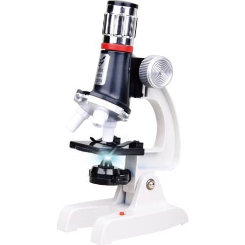 Microscope STEM Science Experiments Kit 100/400/1200 Magnification with Alloy Body LED Light Glass Slides and Carrying Box